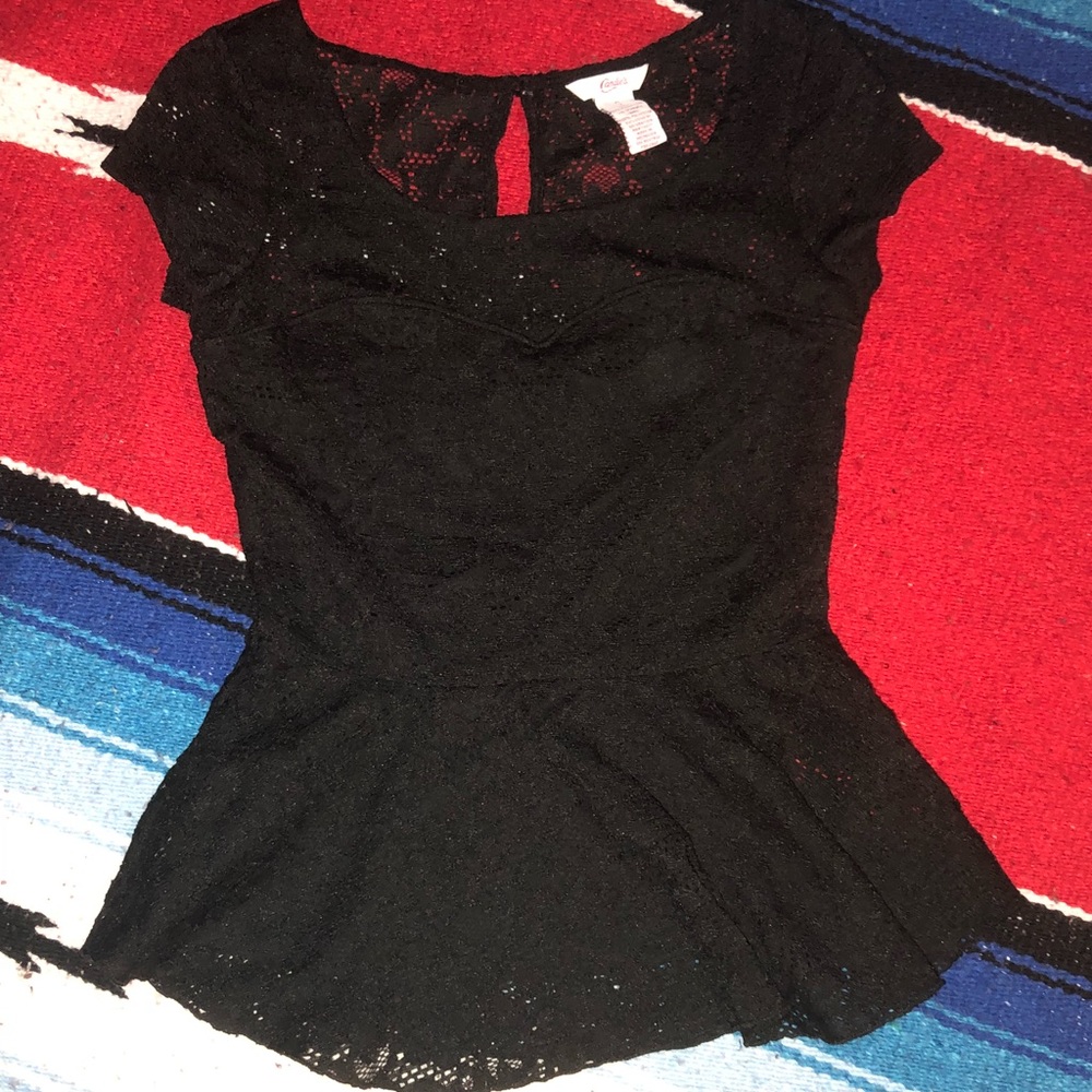 Lacy Black Peplum Top